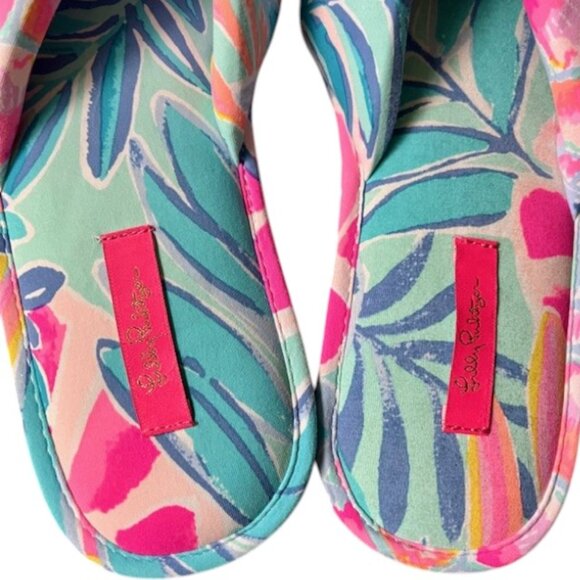 Lilly Pulitzer Pool Slippers in Sea Glass Aqua/Rainforest Retreat - L/XL - Picture 6 of 9